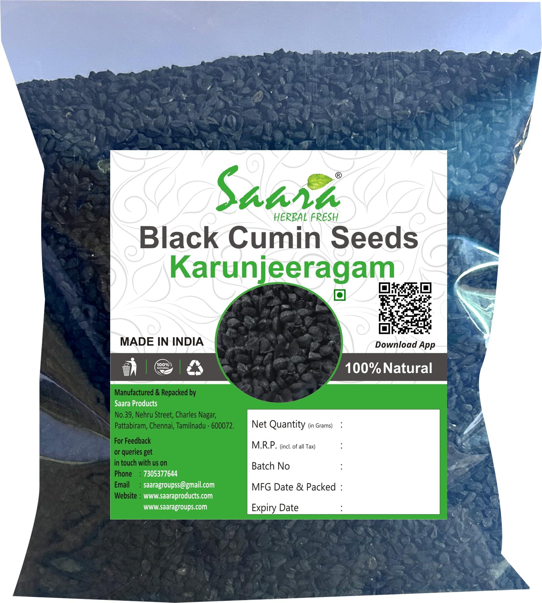 SAARA SAARA Herbal Fresh Black Cumin Seeds, 101G, Karunjeeragam Seeds, Kala Jeera, Kalonji Seeds, Nigella Seeds, Black Seeds, (Pack Of 1)