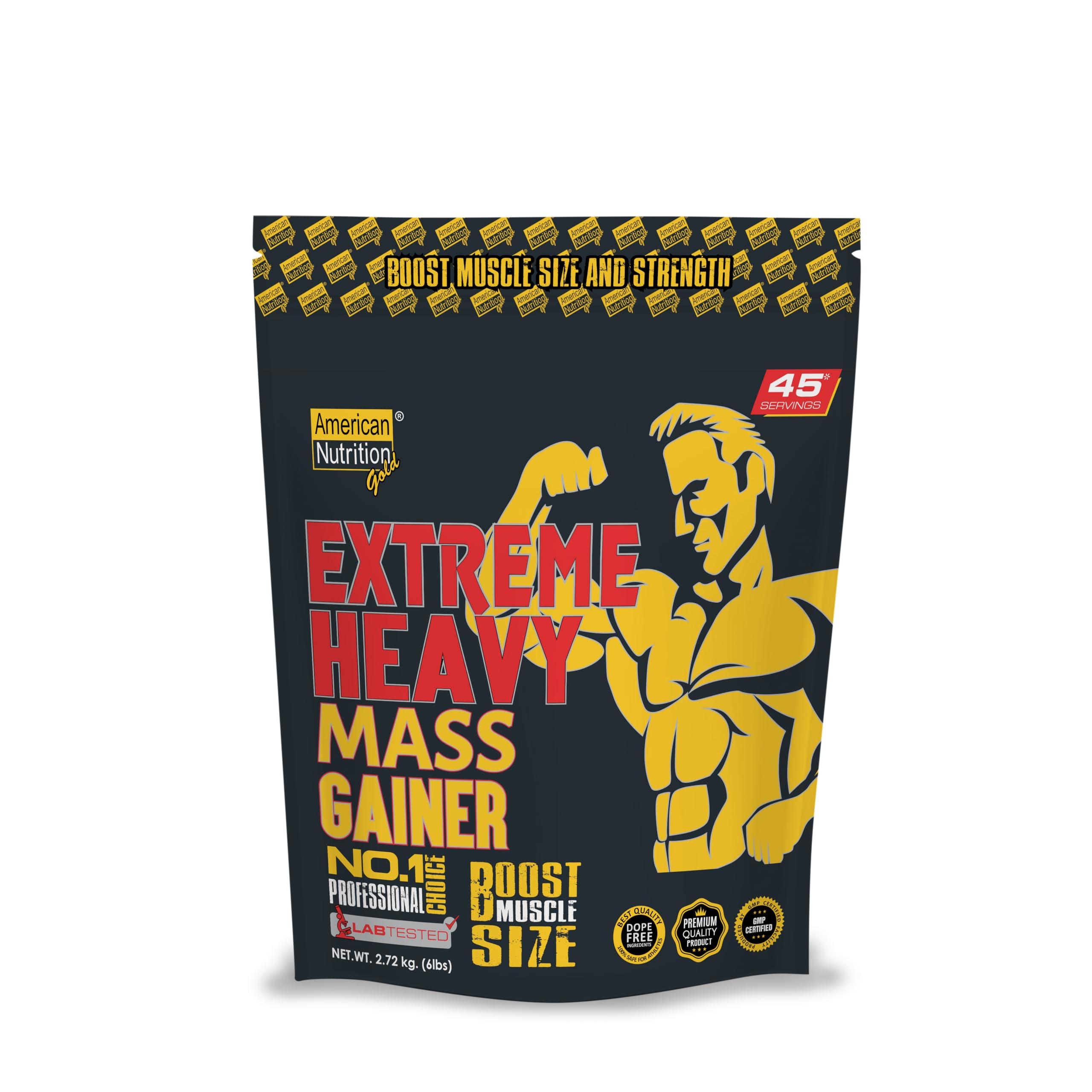 Eligator American Nutrition Gold Extreme heavy Mass Gainer for Lean Muscle | 20g Protein, 363 Calories with Vitamins and Minerals Muscle Gainer for Men (2.7kg) Vanilla