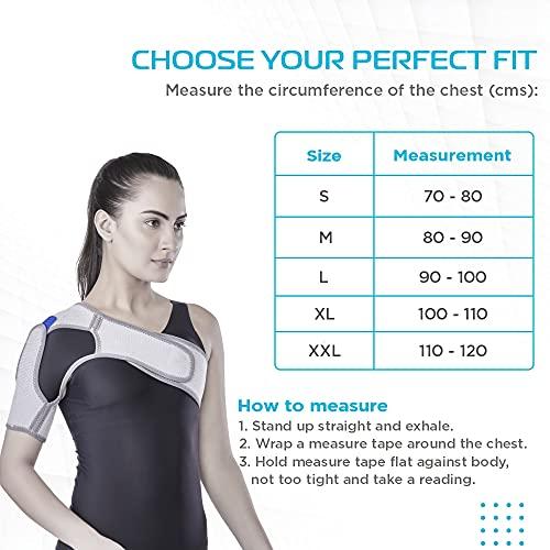 Vissco Vissco Shoulder Support, Shoulder Immobilizer With Adjustable Stretchable Strap, Better Immobilization, Pain Reliever For Rotator cuff injury, Post paralysis - Small (Grey)
