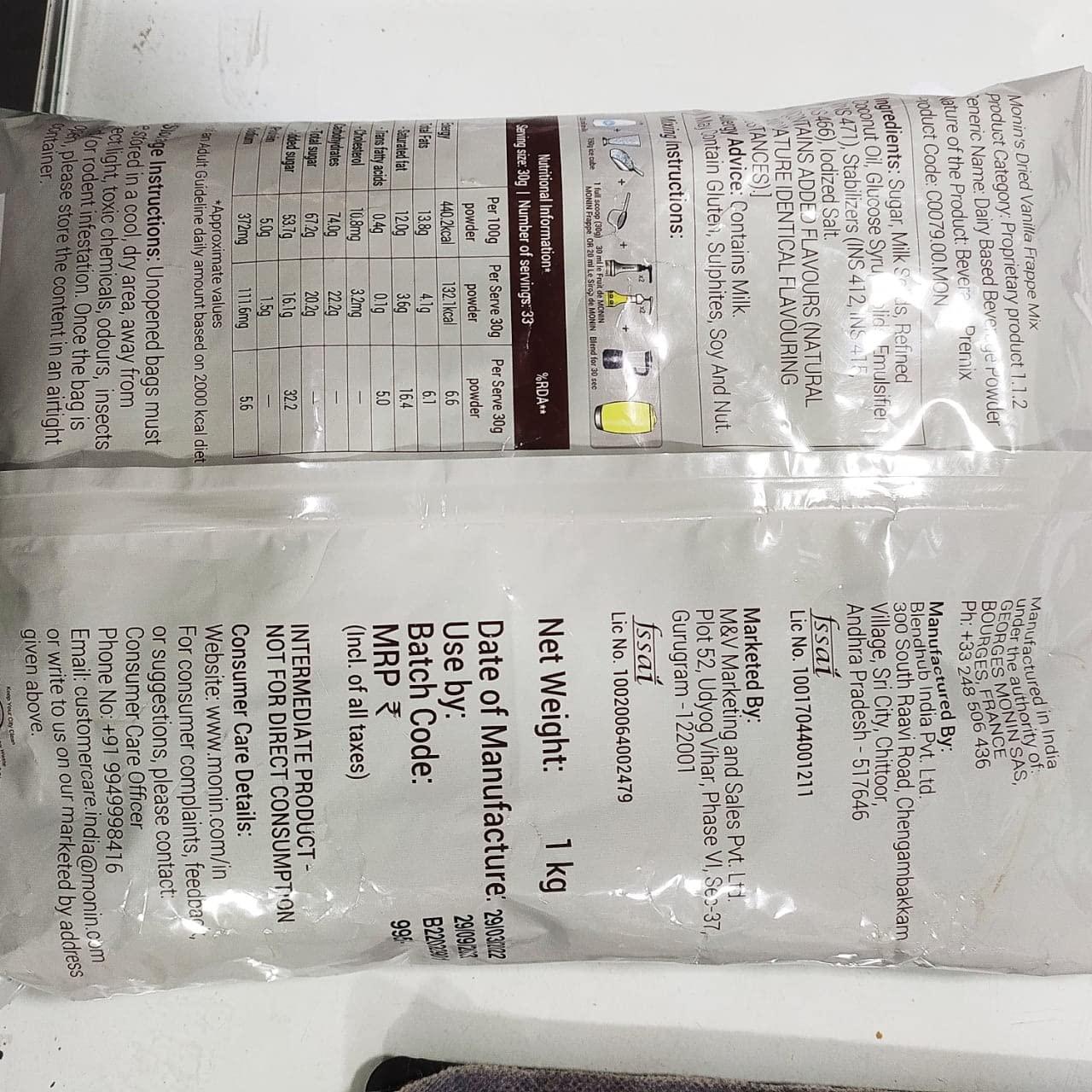 Monin Monin Vanilla Frappe Base Powder 1KG