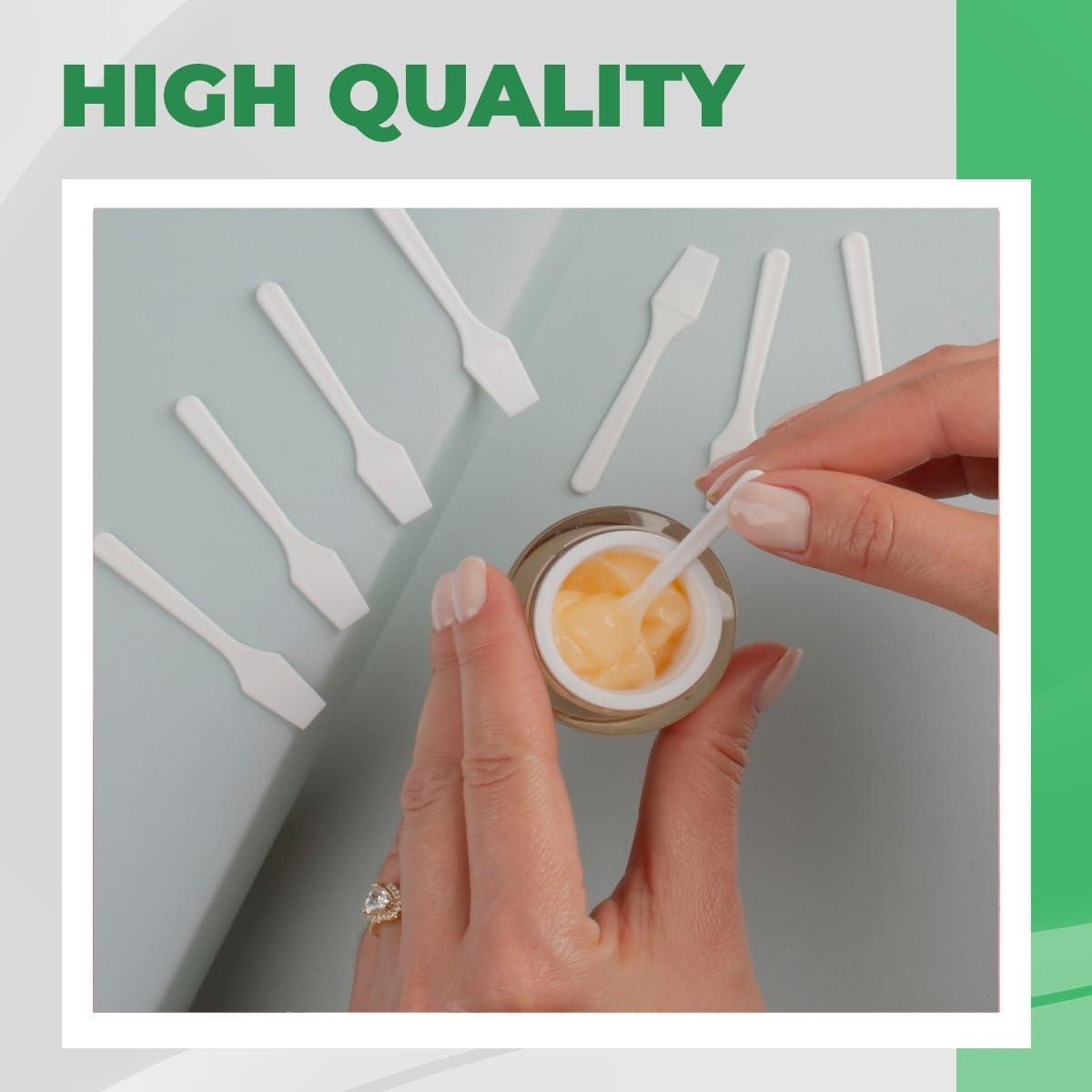 Kopperko KOPPERKO 100 Pack 2.5 Inch Cosmetic Spatulas - Small Plastic Spatula for Cosmetics, Makeup, Creams, Crafts - Multipurpose Mini Applicators for Mixing Creams, Make-Up, Paste and Scraping Jars White