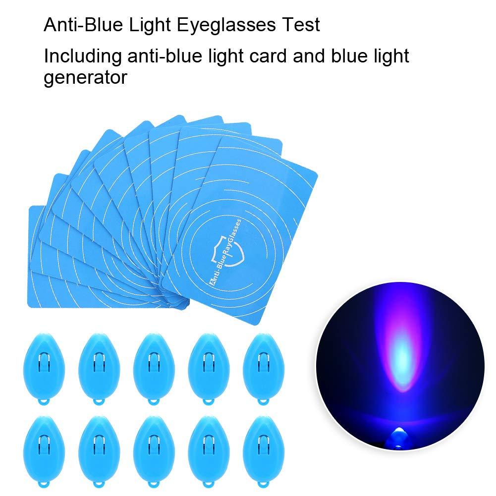 DAUERHAFT 10 Set Professional Anti-Blue Light Test Card,Including Anti-Blue Light Card and Blue Light Generator,The Blue Light More Strong,The Color Change More Deep,for Eyeglasses Test.