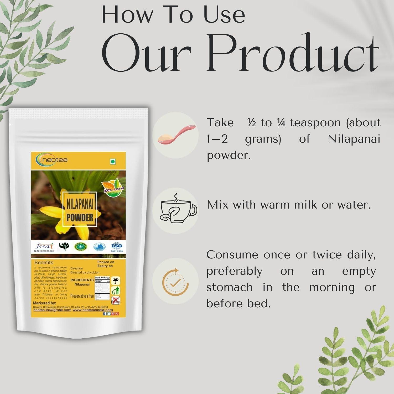 neotea Neotea Nilapanai Kilangu Powder | Black Musli (Kali Musli) | Curculigo Orchioides | Nelpana | Nelamuli Musli | Natural Nelatadi | Boosts Energy & Stamina | Improves Immunity | Supports Reproductive Health | Bone & Joint Support | Healthy Digestion 30