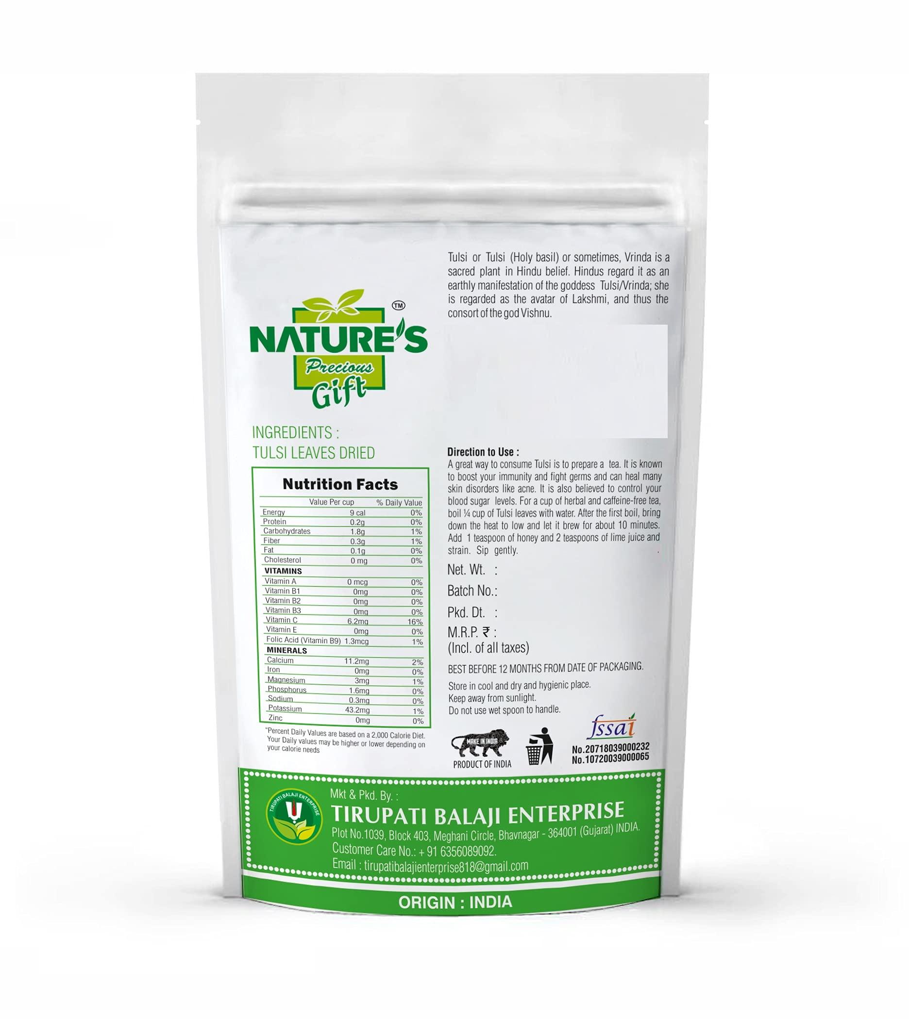 NATURE'S GIFT - FOR THOSE WHO CARE'S NATURE'S GIFT - FOR THOSE WHO CARE'S Tulsi Leaves Dried | Tulsi Tea | Holy Basil - 100 GM