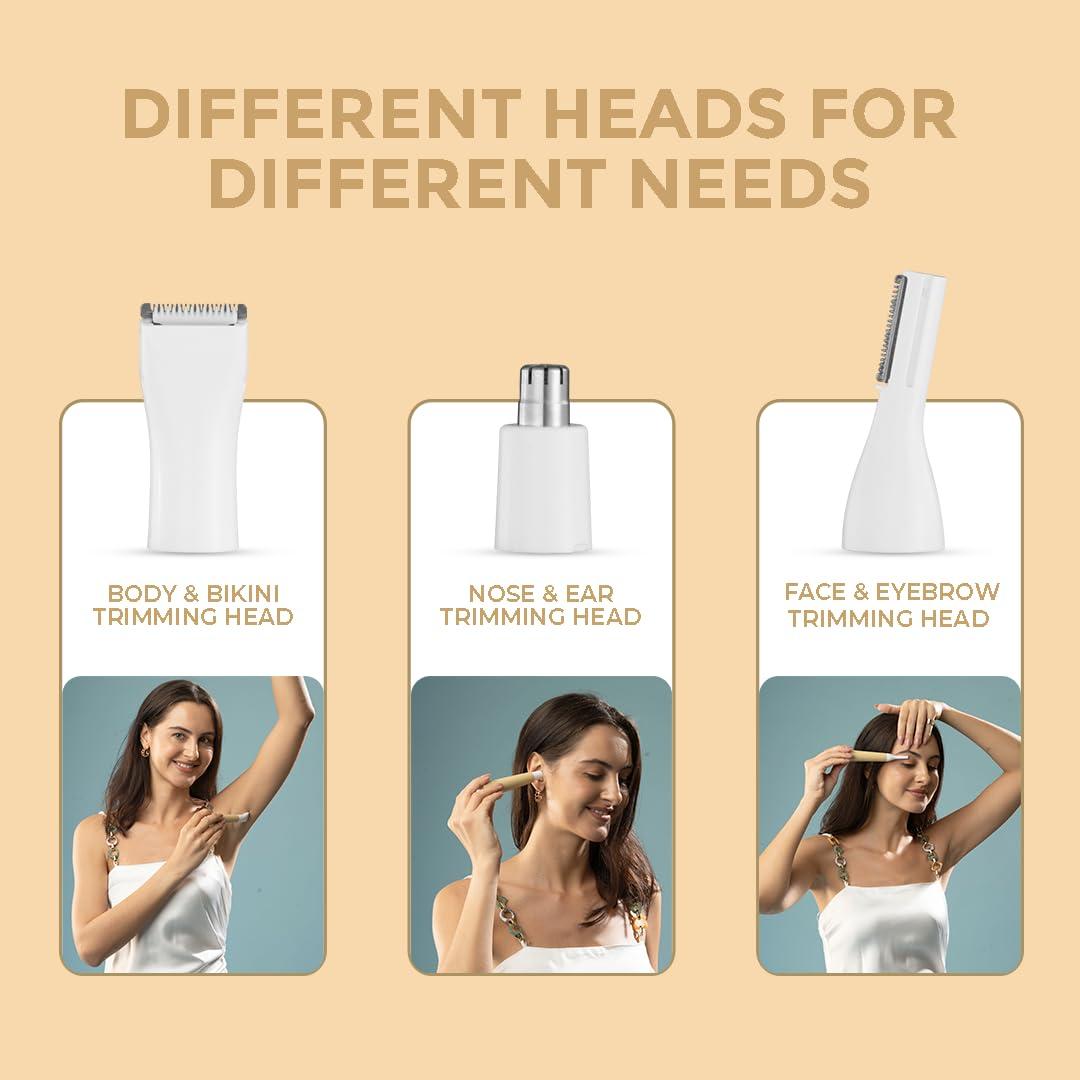 WINSTON Winston Rechargeable Electric 3-in-1 Full Body and Bikini Trimmer for Women - 90 Min, Safe for Sensitive Area, Multi-Grooming Eyebrow Trimmer, Body and Bikini Trimmer - 1-Year Warranty