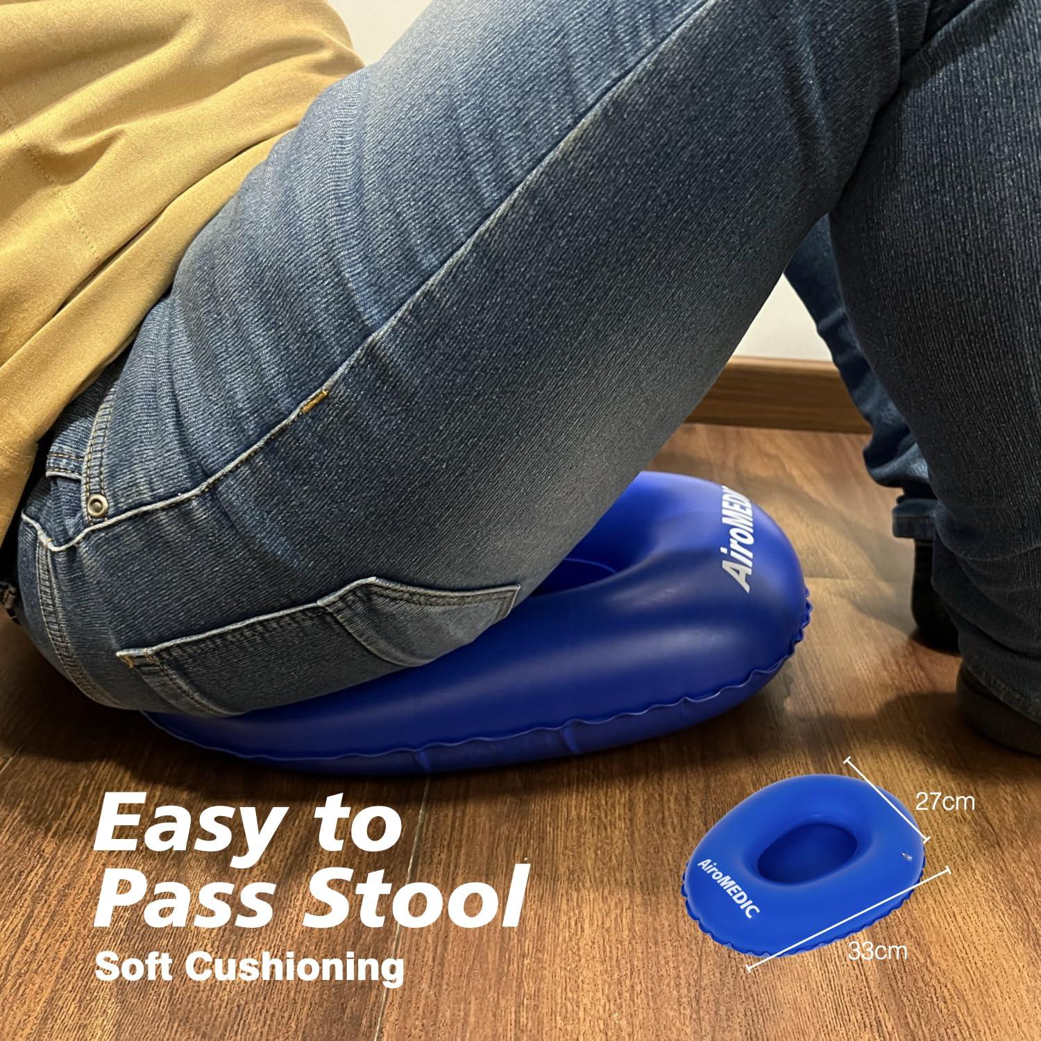 AiroMEDIC AiroMEDIC Portable Air Bedpan, Inflatable Cushions Potty for Home Hospital Elderly Bedridden, Washable Air Inflation Bed Pans for Females, Inflatable Stool Toilet Nursing Toilet, Blue