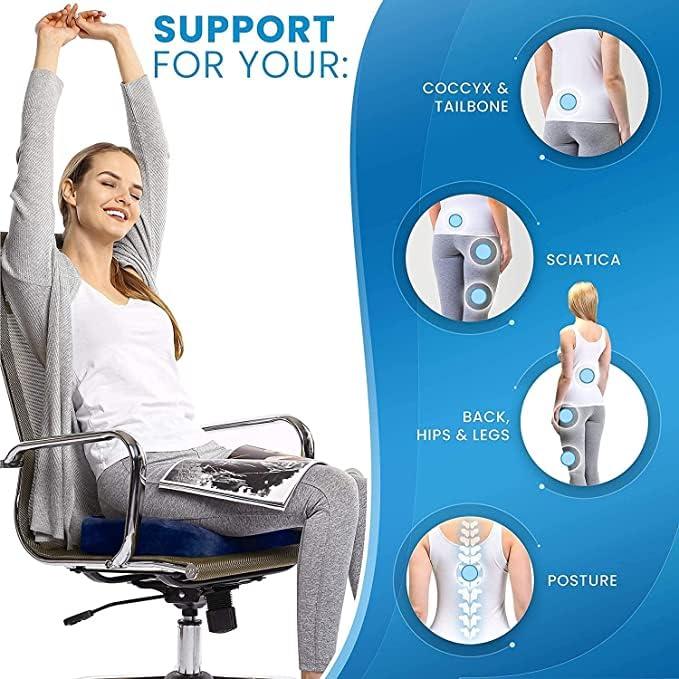 EASEFIT EASEFIT Orthopedic Coccyx Cushion Tailbone Support & Sciatica Pain Relief Hip Support Tailbone Pain Relief,Coccyx Seat Cushion (Blue, Pu Moulded Foam)