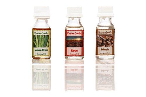 Maxime Candles Maxime Candles Plastic Aroma Diffuser Oils (25ml, 9 cm x 3 cm x 8 cm, White, Set of 3, MR170/Mix/LMNGRS/MSK/RSE)