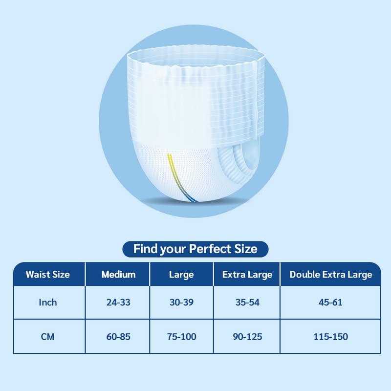 KINDFIT Kindfit Premium Adult Diaper Pants, XXL 115-150 Cm (45"- 61"), Unisex, Leakproof, Elastic Waist, Wetness Indicator, Pack of 3, 30 Count