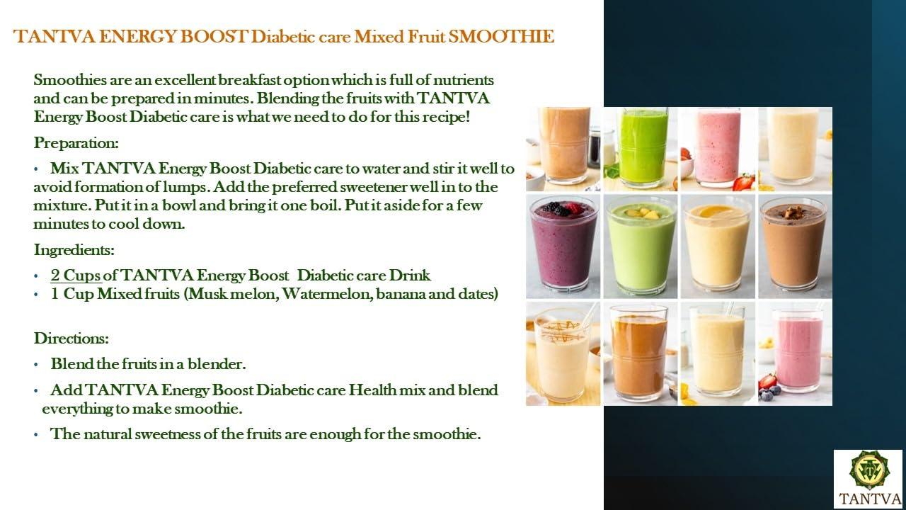 Tantva TANTVA Diabetic Care Energy Boost Health Mix | Multi Millet Multi Grain Dry Nuts | With 45 Natural Healthy Ingredients | Gluten Free | Sugar Free | Tasty | Healthy | 500 gms