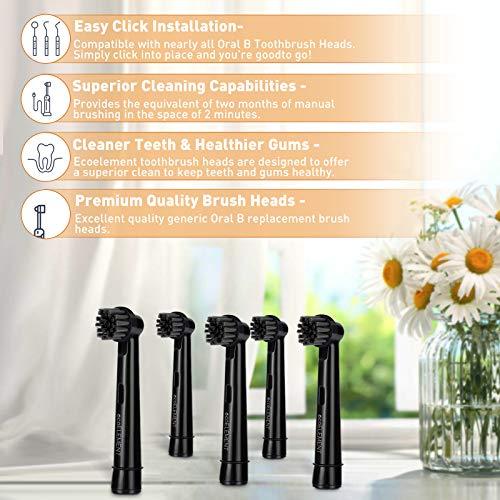ecoELEMENT ecoELEMENT Recyclable Toothbrush Heads Compatible with Oral B - 4 Pack of Charcoal Toothbrush Heads Eco Friendly Products - Toothbrush Head Black