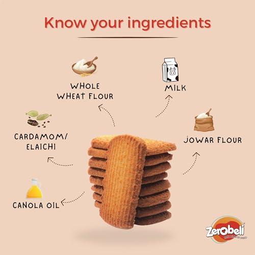 Zerobeli Zerobeli Sugar-Free Jowar Atta Biscuits - 325g | Wholesome, Delicious, and Guilt-Free | Perfect Blend of Nutrition and Flavor | Ideal for Health-Conscious Consumers | 100% Wholegrain, No Refined Sugar | Healthy Snack for Your Wellness Goals