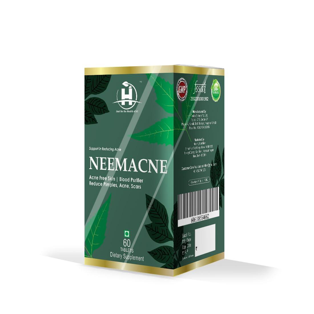 Healthy Nutrition - Just for the Health of it Healthy Nutrition - Just for the Health of it Neem For Acne Free Skin, Blood Purifier To Reduce Pimples On Face (60 Tablets)