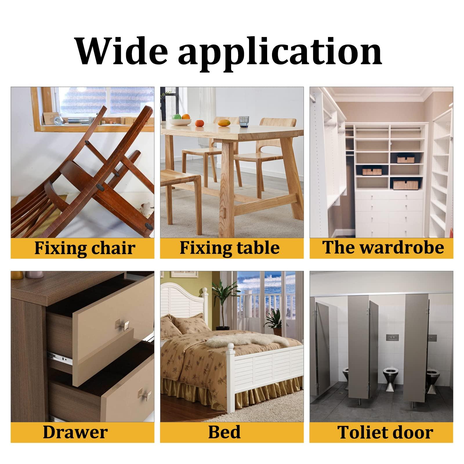 Rierdge Rierdge 16 Sets 3 Inch Stainless Steel Flat Plate Straight Bracket Flat Metal Brace Bracket, 80mm Metal Brackets Mending Repair Plate Brace with Screws for Wood Straight Brace (Black)