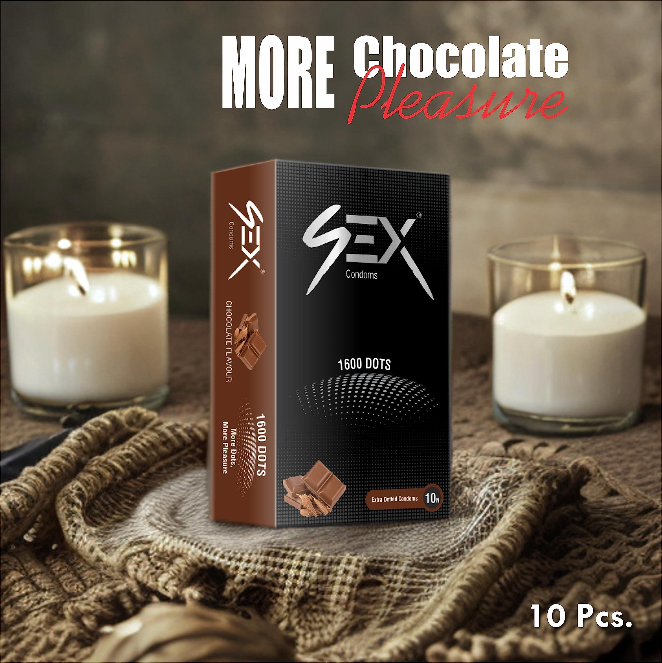 MEDIBAR MEDIBAR More Dots Condoms for Men | Vibe Chocolate ~ First time with (1600 DOTS) For more Last-Long pleasure | 10 Count (Pack of 2)