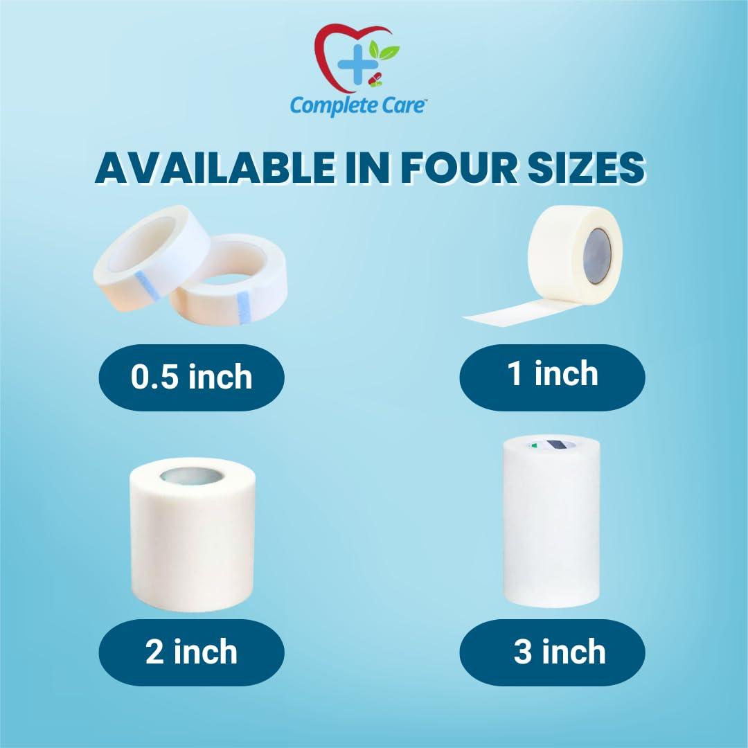 COMPLETE CARE Complete Care Microporous Surgical Paper Tape | Medical Tape for skin, Dressings and First Aid Bandage Tape for Sensitive Skin | Multipurpose Gentle Adhesive Tape for Wound Care- 3 Inch, 9 Mtr- Pack of 2 (4 Rolls Each Box)