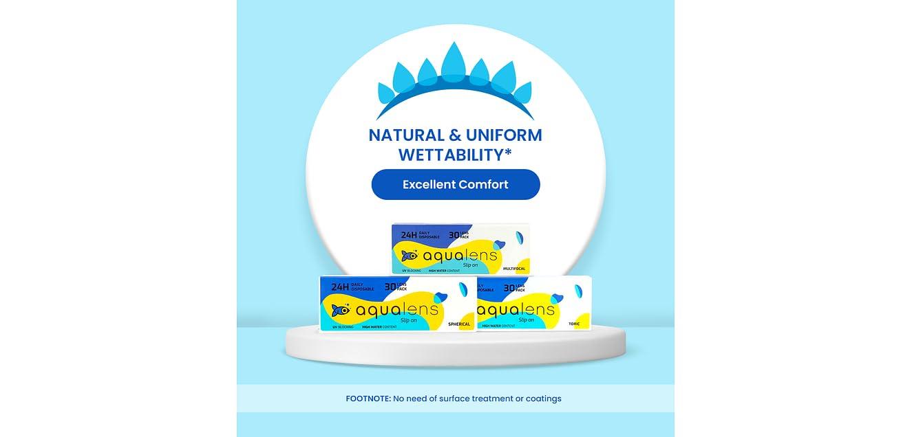 AQUALENS CONTACT LENSES Aqualens 24 H Daily Disposable Toric Contact Lens (30 Lenses/Box) (Spherical :-6, Cylinderical :-1.25, Cylindrical Axis :90 Degree)