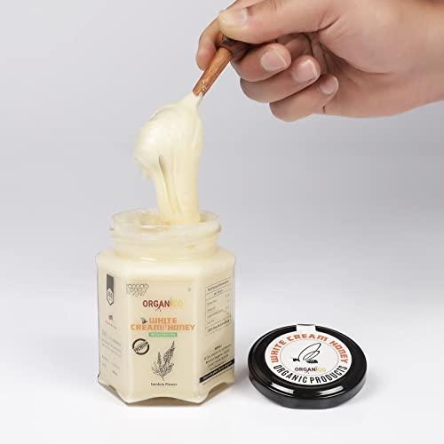 Organico Organico Honey Pure Delicious Sweet Russia White Cream Honey Viscous Liquid Food Unprocessed Raw Natural Honey Golden in Color in Glass Jar 300 gm