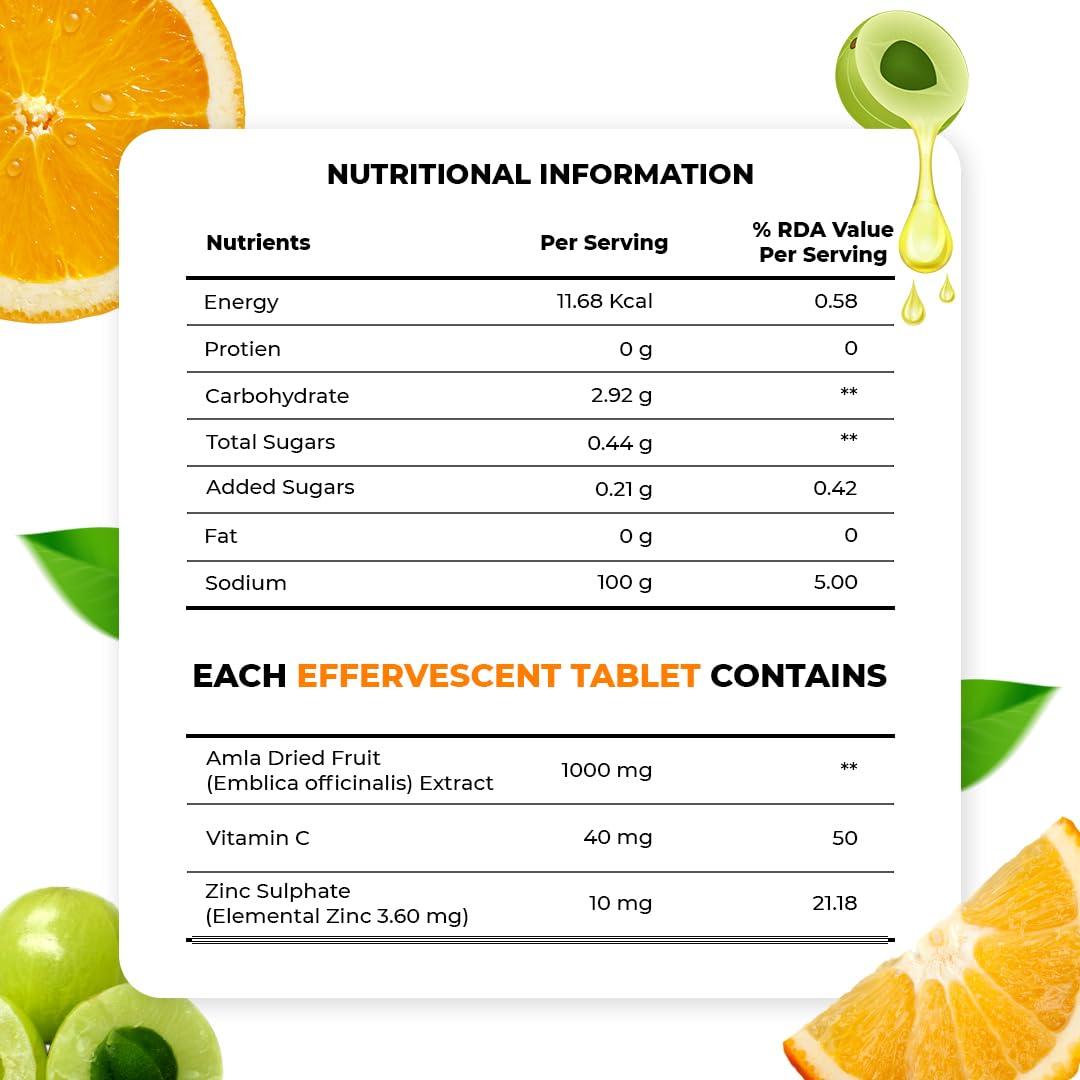 Muditam Ayurveda Muditam Ayurveda Amla Orange Fizz Tablet | Vitamin C Effervescent tablets for Skin, Hairs & Eyes | Amla Orange Extract 60 Effervescent Tablets | Immunity Booster - Antioxidant Builder