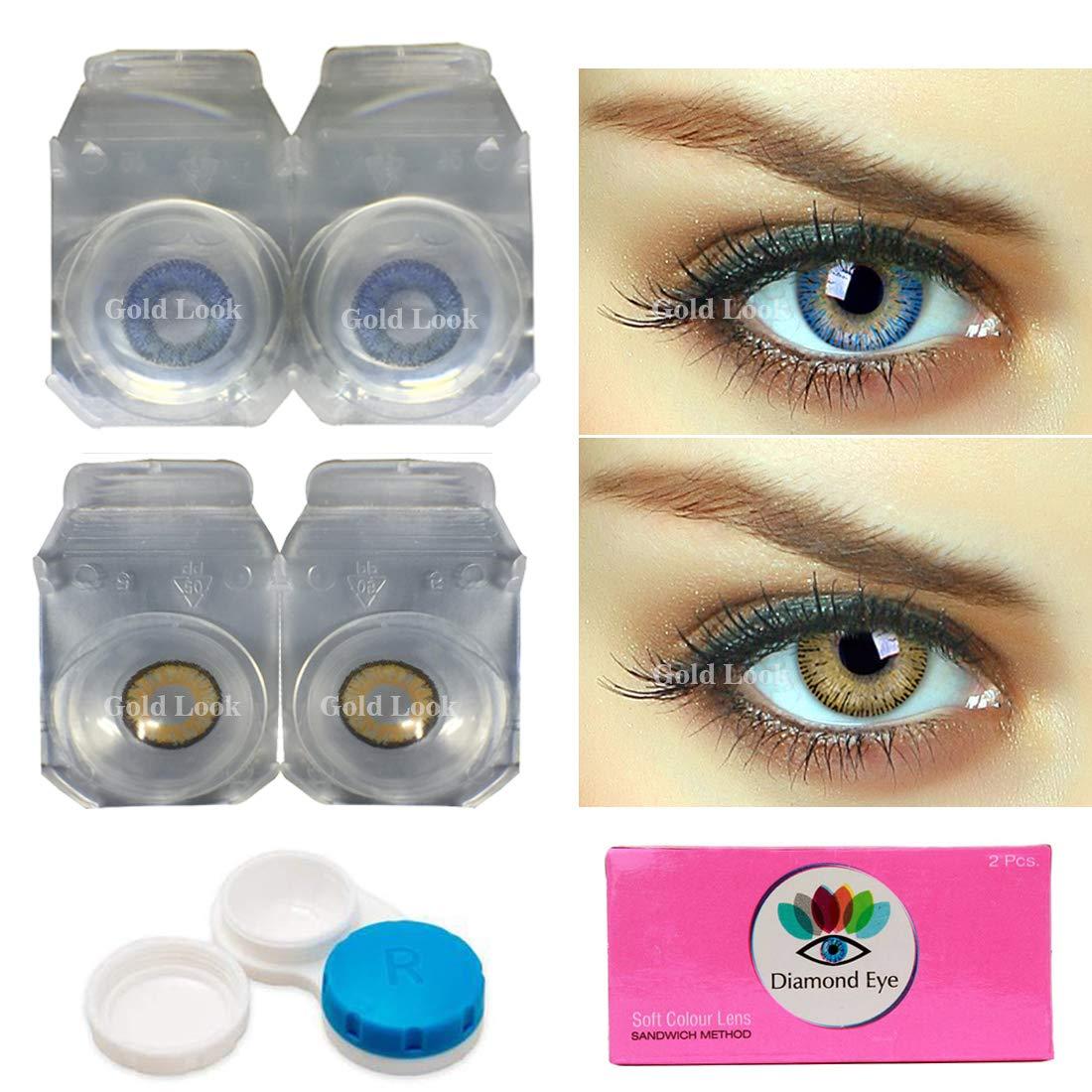 Gold Look Gold Look Blue-Hazel Monthly Color Contact Lens (Zero Power, Blue-Hazel)