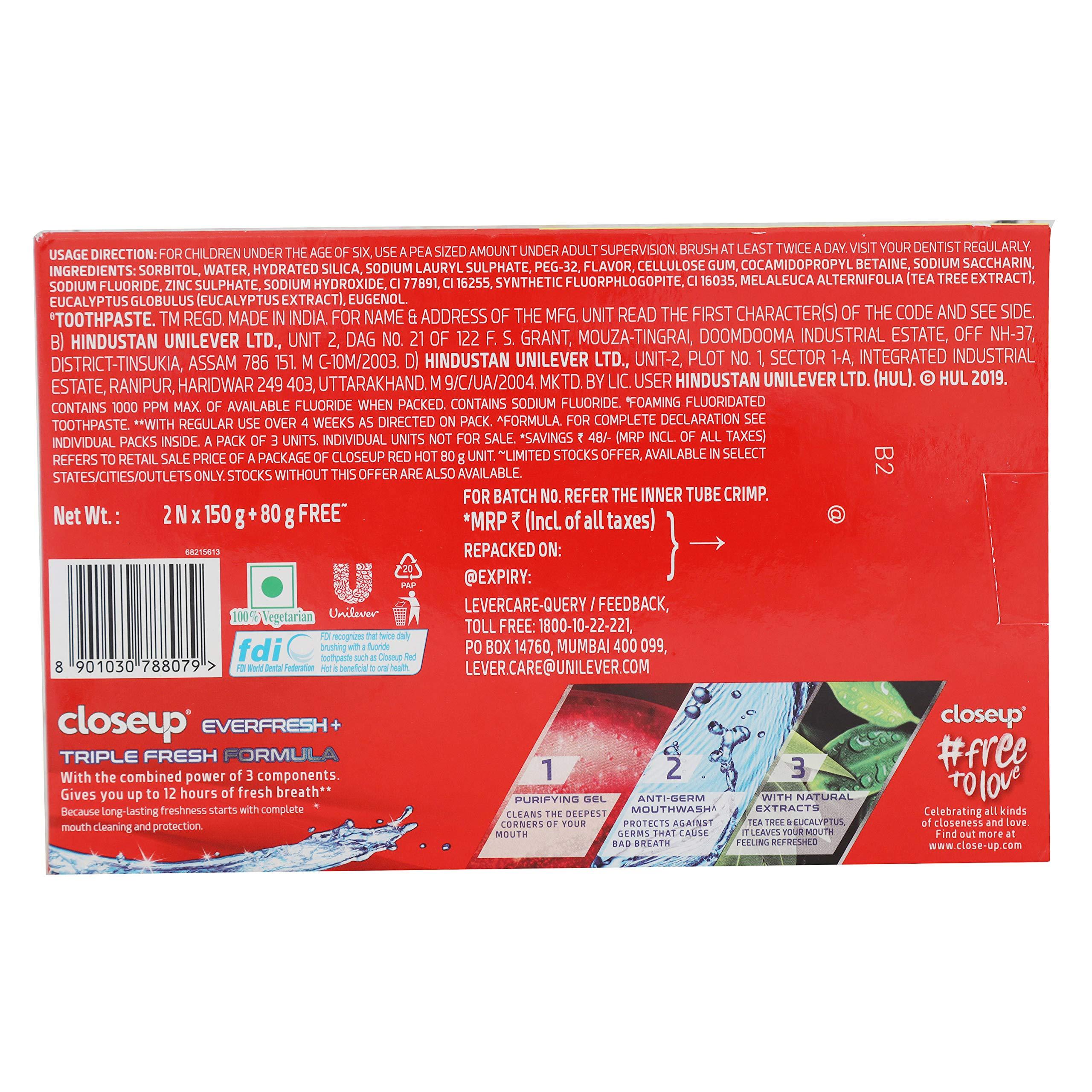 Closeup Closeup Everfresh Red Hot Toothpaste - 150G - Freshness, Fresh Breath, Longlasting, Bad Breath