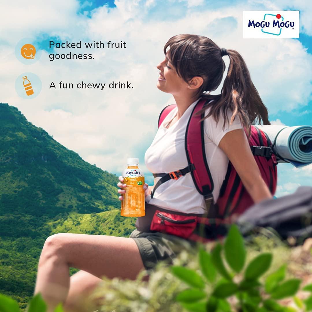 Mogu Mogu Mogu Mogu Orange and Lychee Juice 25% with NATA De Coco | Energy Booster Drink | Full of Fruit Fibres | No Added Preservatives and Colours - (Pack of 6, 300ml each)