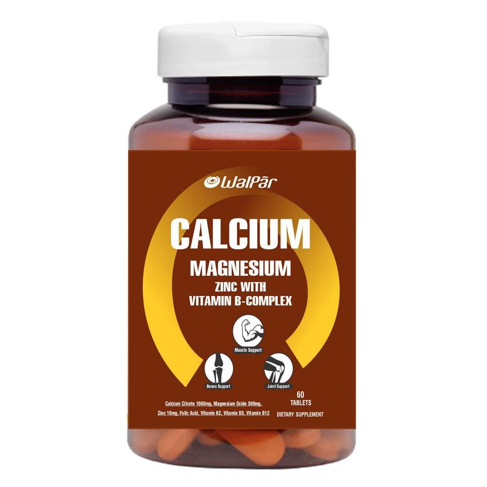 WALPAR Calcium Citrate Supplement 1300mg with Magnesium Zinc Vitamin D3 D B12 B Complex Ideal for Bone and Muscle support & Joint health Ideal for Men Women (1)