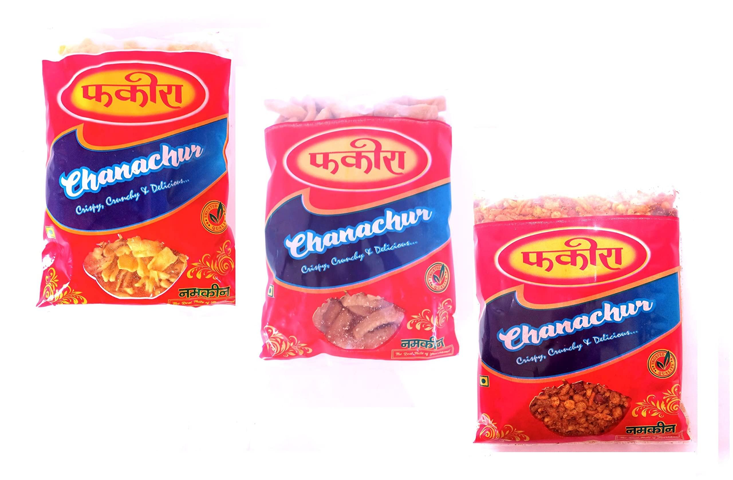 Fakira Fakira Chanachur, Snack Box -3 assorted snacks, Mix Chanachur, Gathiya, Nimki (500gm each)