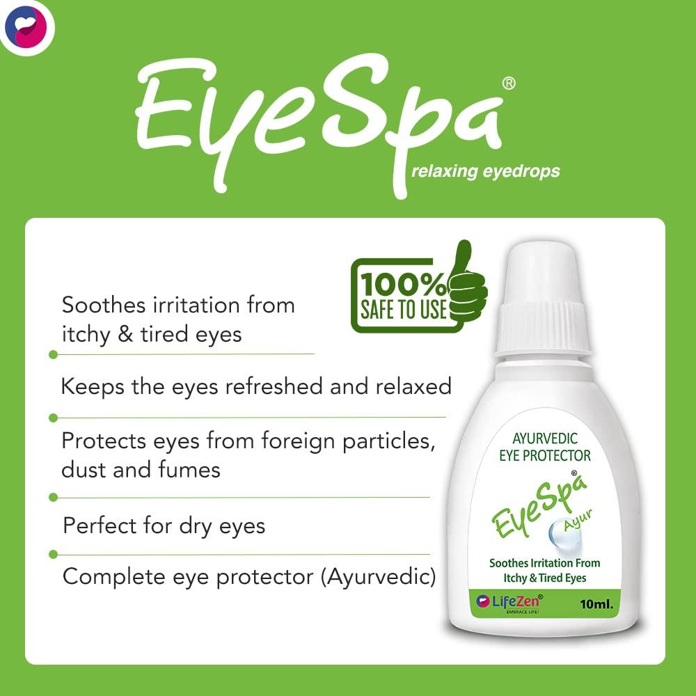 Eyespa EyeSpa Ayur - Ayurvedic Eye Drop | Relieves Dryness, Redness, Itching, Cooling | daily-use Eye Drop with Triphala, Rose water, Bhringaraj, Honey | 10ML (Pack of 2)