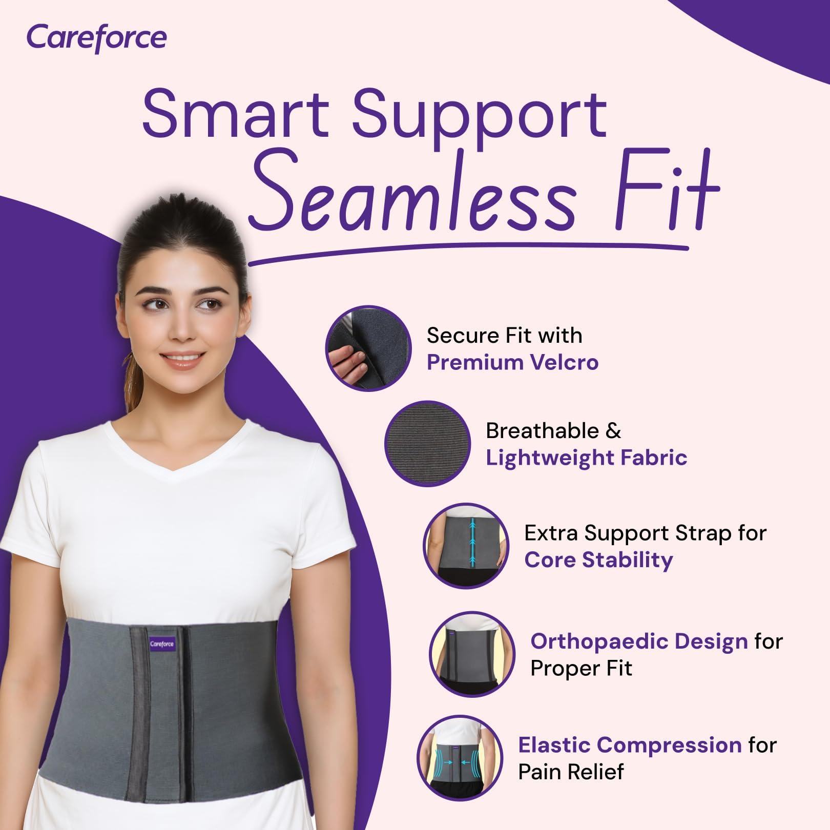 Careforce - The Force Behind Your Health Careforce Abdominal Belt After Delivery Belt for Women Tummy Maternity Belt Postpartum Belt After Delivery C Section Post Pregnancy Belt for Tummy Reduction Belly Fat Belt for Women & Men -Grey -S