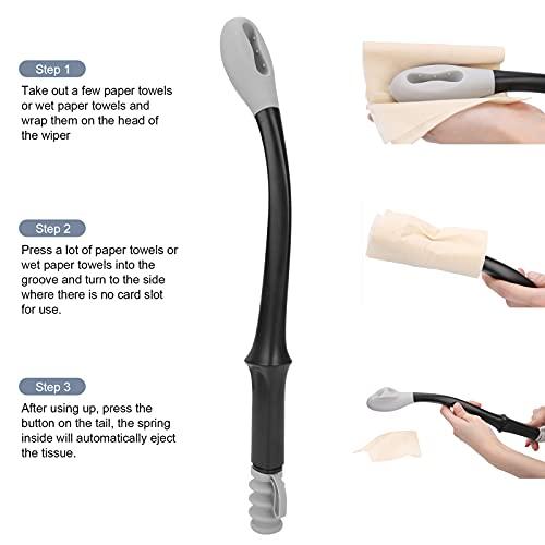 Sutinna Bottom Buddy Toilet Tissue Wiping Aid, Long Reach Comfort Toilet Wiping Aids Tools for Limited Mobility,Elderly, People with Limited Range of Motion(Grey)