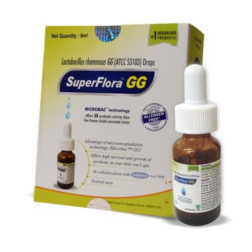 Sundyota Lifecare Sundyota Lifecare Superflora Gg Probiotic Supplement Drops|Specially Designed For Baby For Colic Pain,Digestion & Diarrhoea|5X Superior Efficacy|Flavor-Less Lactobacillus Probiotic|8Ml Pack
