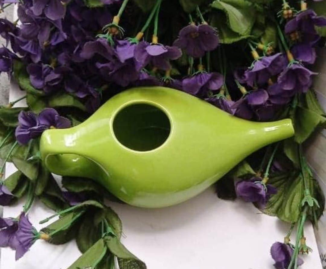 Generic Ceramic Handmade JAL NETI POT Ceramic Neti Pot for Healthy Sinuses for Nasal Cleansing (GREEN)