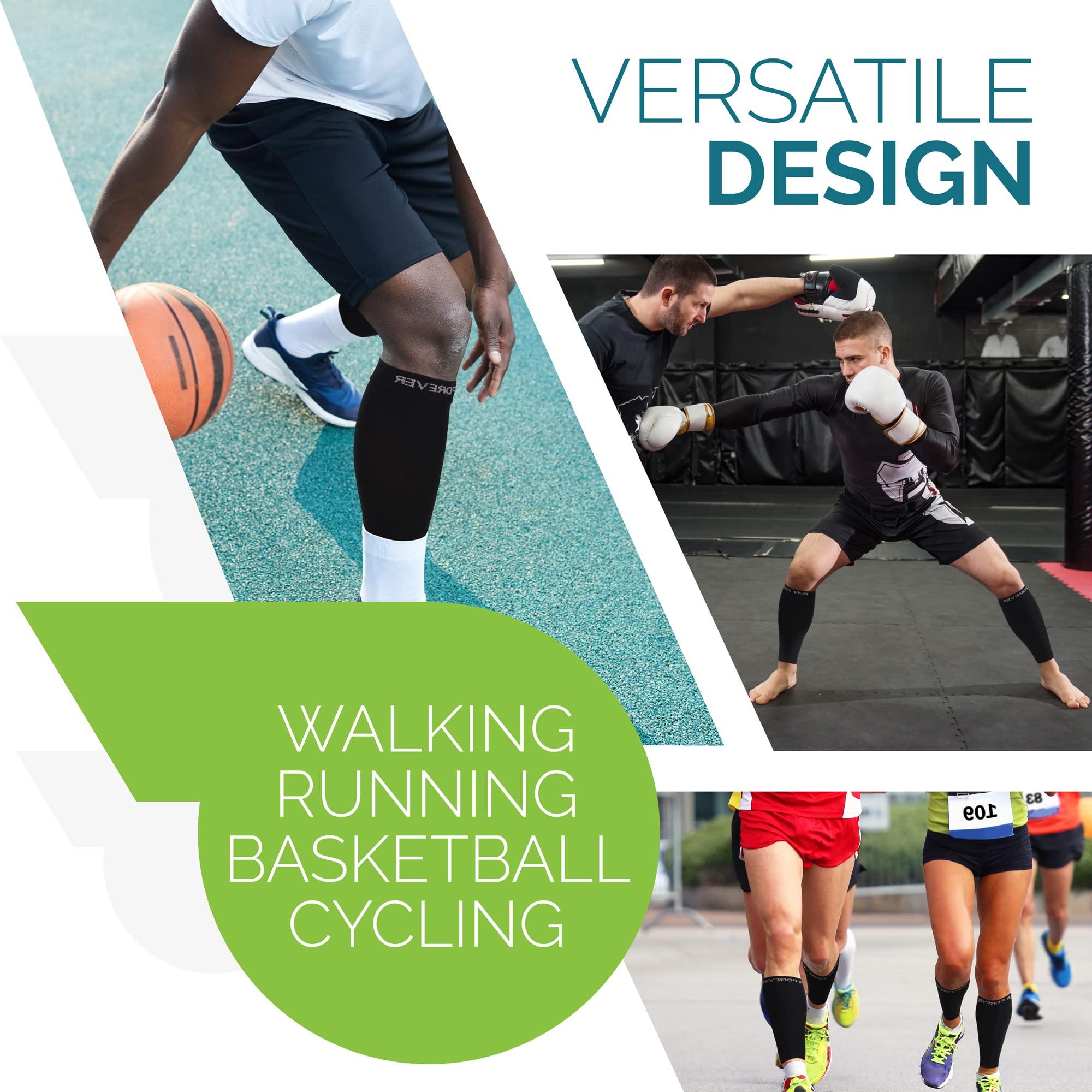 Run Forever Sports Run Forever Sports Leg Calf Compression Socks for Runners, Shin Splint, Varicose Vein & Calf Pain Relief , Cycling, Maternity, Nurses (Black, Large)