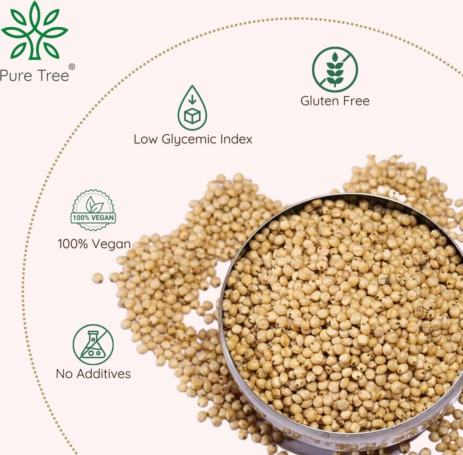 Pure Tree Pure Tree Certified Organic Jowar Millet | 900 g | Sorghum Millet | Jawari Whole Grain | Jowar Organic Unpolished Millet Jonnalu | Gluten-Free Organic Millet