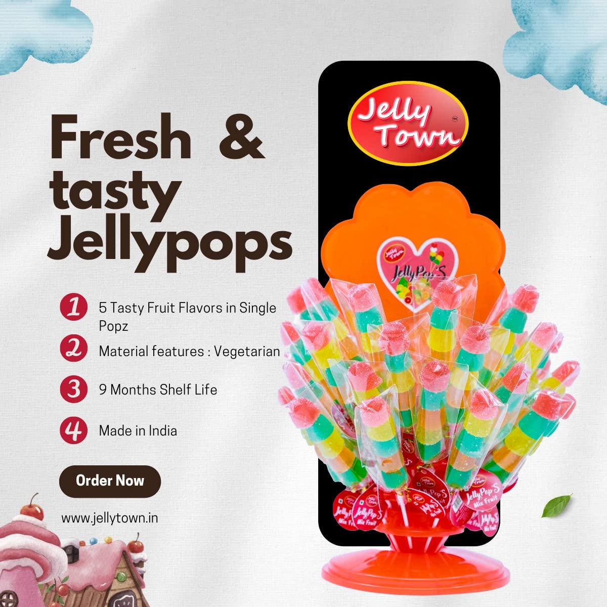 Jelly Town Jelly Town Dome Shape Jellypop | Pack Of 15 Sticks, Fruit, 300 g