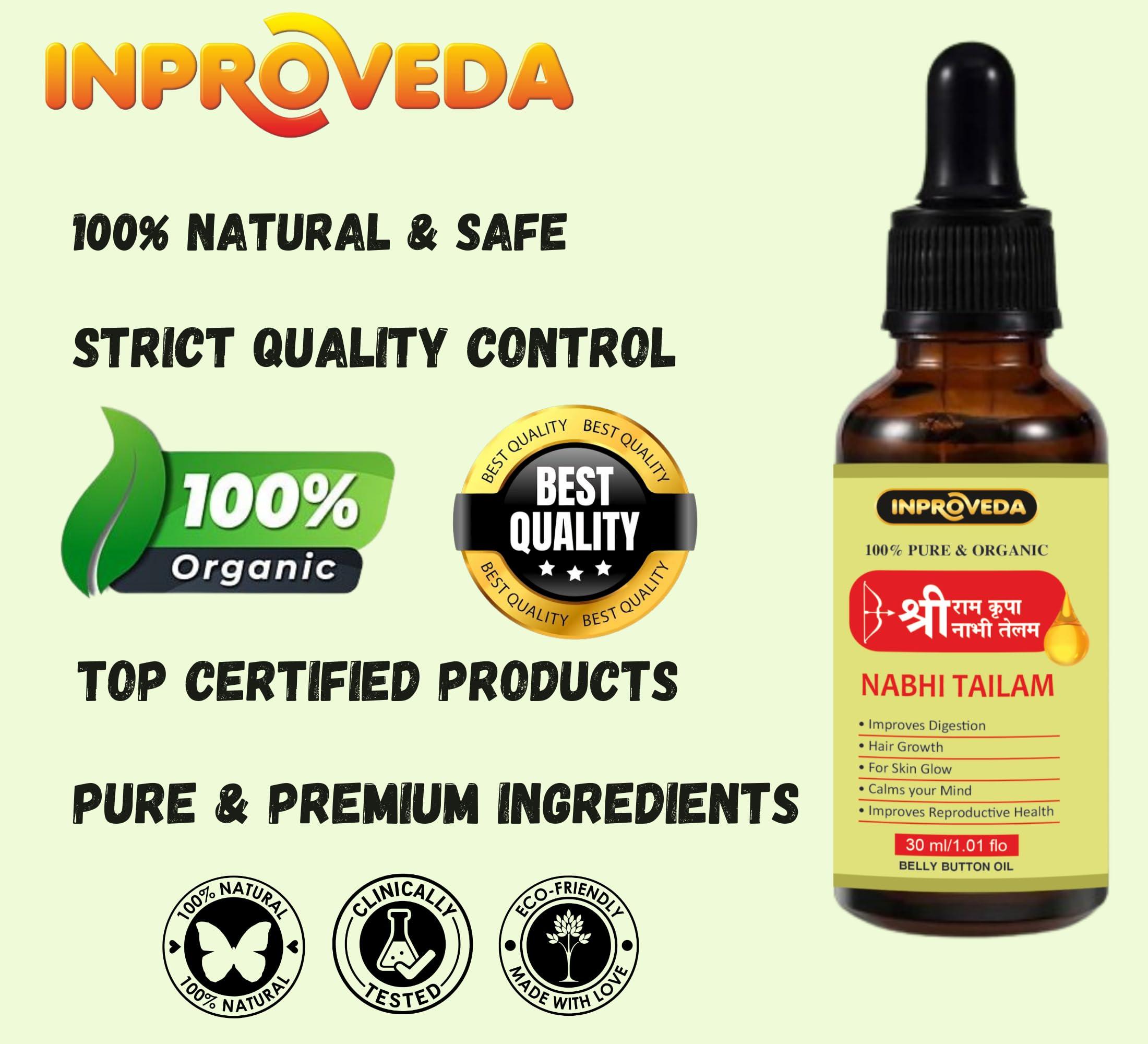 INPROVEDA Inproveda Sri Ram kripa Nabhi Tailam 30ml (Pack of 1) | Ayurvedic Multi Benefit Nabhi Oil | Belly Button oil for Skin & Hair | Nabhi Oil ayurvedic for Health and Beauty |   1 X 30ml