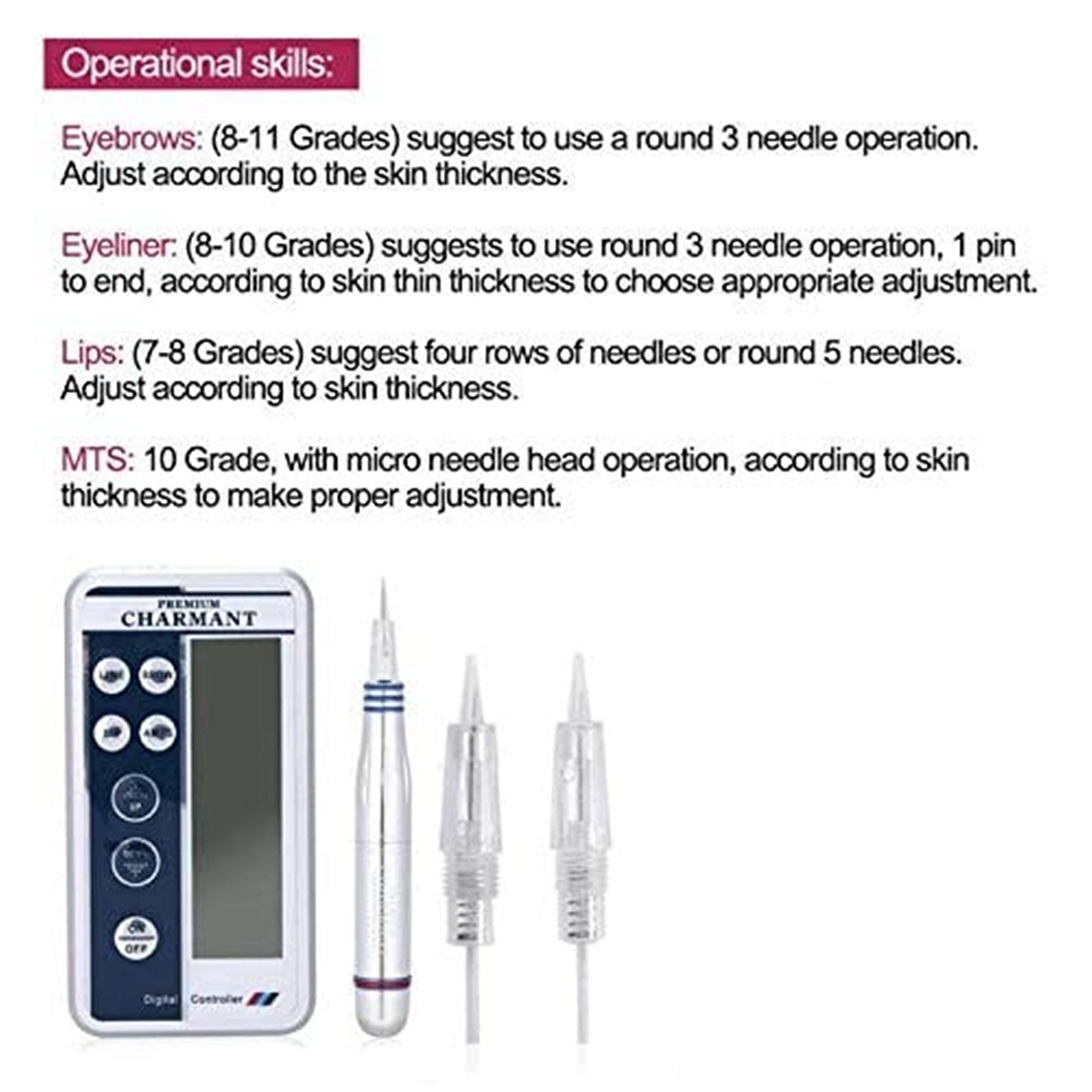 KIYO KIYO Charmant Machine Silver Electric Digital Charmant 2 Permanent Makeup Machine Pen for Eyebrows Lips Body Tattoo Kits Cartridge Needles Mucus Removal Device