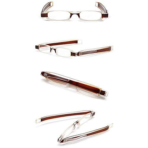 AEC AEC ID 180 Library 1 Rotating Tube Pen Clip Folding Reading Glasses (+1.75, Brown)