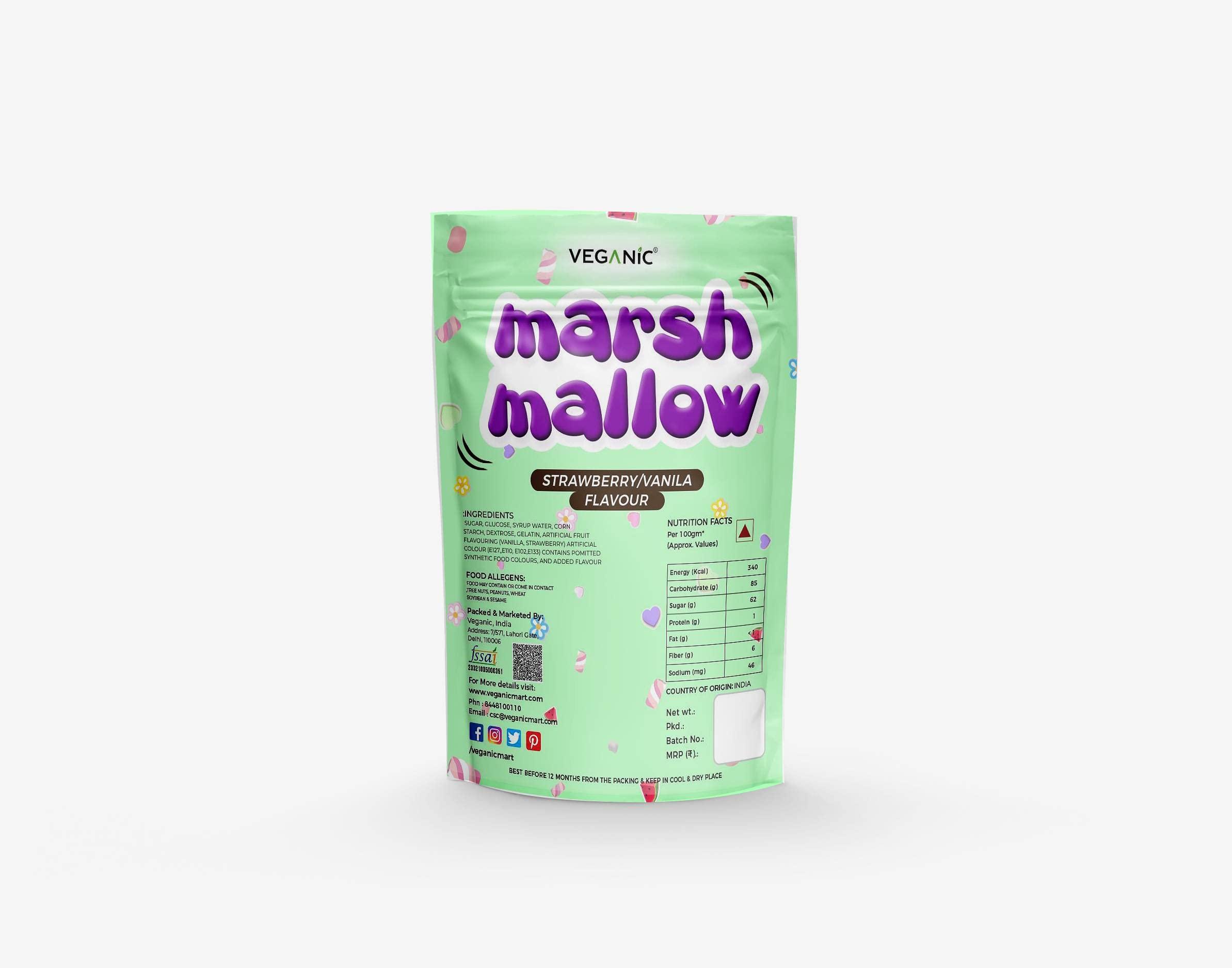 Veganic Veganic Watermelon Shape Marshmallows 175g 80 Pieces Strawberry Vanilla Flavour Cute Marshmallow Candy Soft And Tasty Candy Perfect For Kids Adults