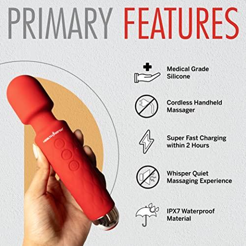 HealthSense HealthSense Cordless Full Body Massager Machine for Pain Relief, Handheld Back Massage Machine with Medical Grade Silicone, Fast Charging, 8 Speeds, 20 Modes & 1 Year Warranty - Magic-Vibe HM 260