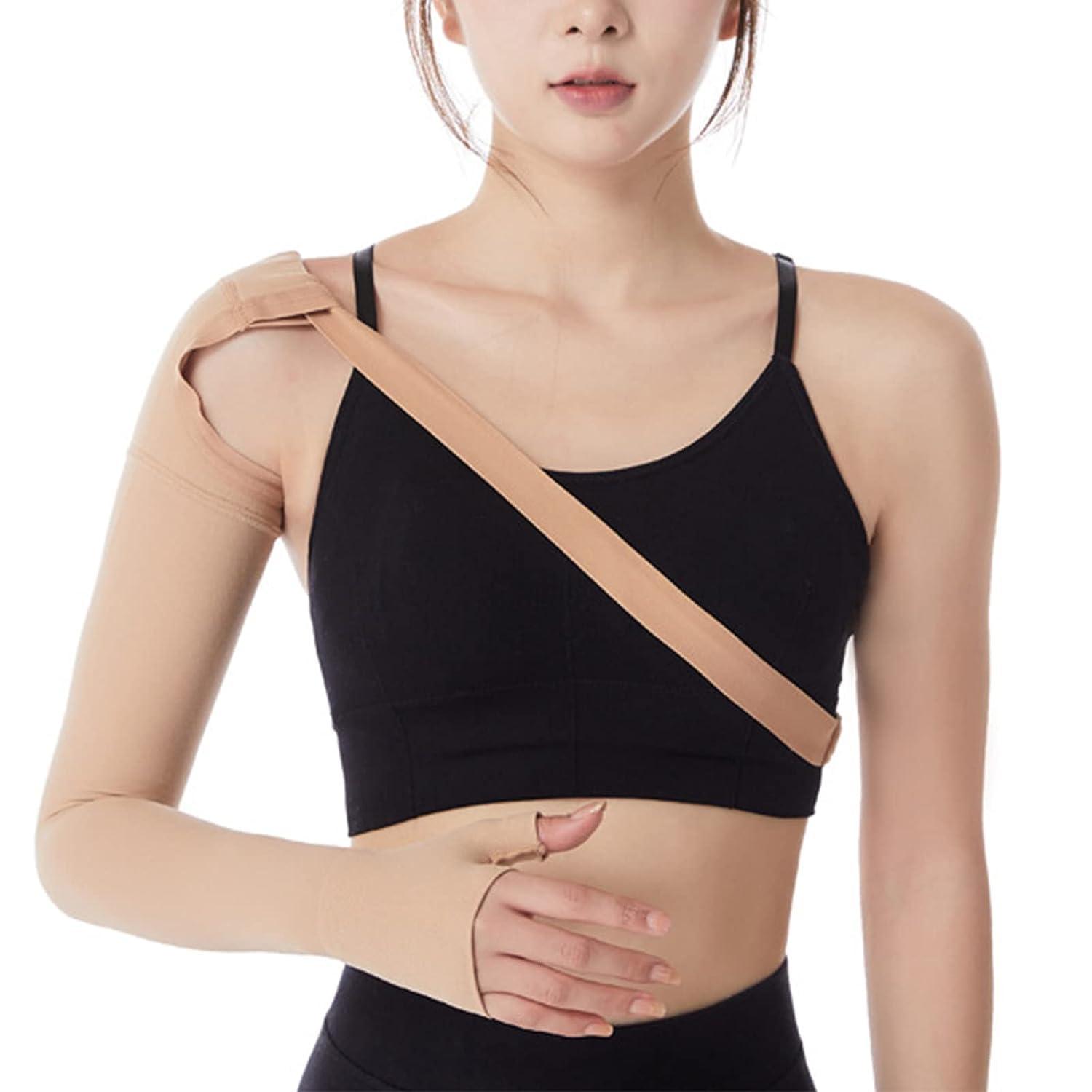 EZYFIT EZYFIT Medical Compression Arm Sleeves with Shoulder Strap and Support for Lymphedema | Graduated Compression - 20-30 mm/Hg | Post Mastectomy Sleeve for Lymphedema (LEFT HAND, MEDIUM)