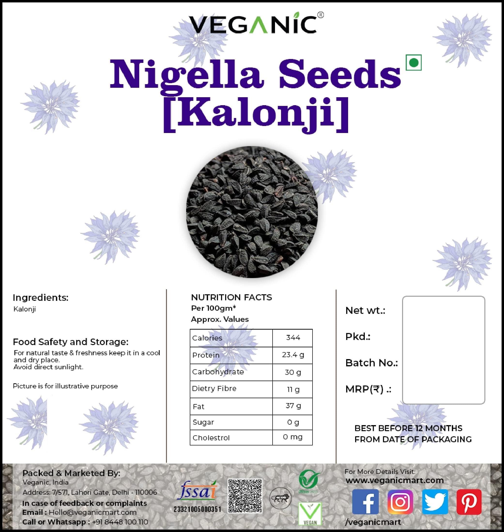 Veganic Veganic Kalonji Seeds | Nigella Seeds | Black Cumin Seeds For Hair Growth (250 GMs)