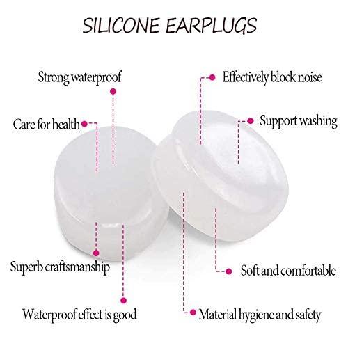 James International 1 Pair Earplugs Soft Silicone Swimming Ear Plugs for Adults Kids Reusable Unisex Waterproof Spiral Swimming Diving Molded Professional Soft Flexible Showering Surfing Swim Earplugs (White)