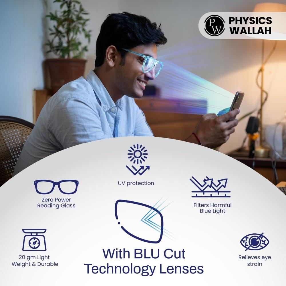 PW PW NAZARIYA Blue Ray Protection Glasses | Stylish Zero Power Glasses for Men & Women | UV Filter Glasses | Computer Glasses for Eye Protection | Lightweight | blue