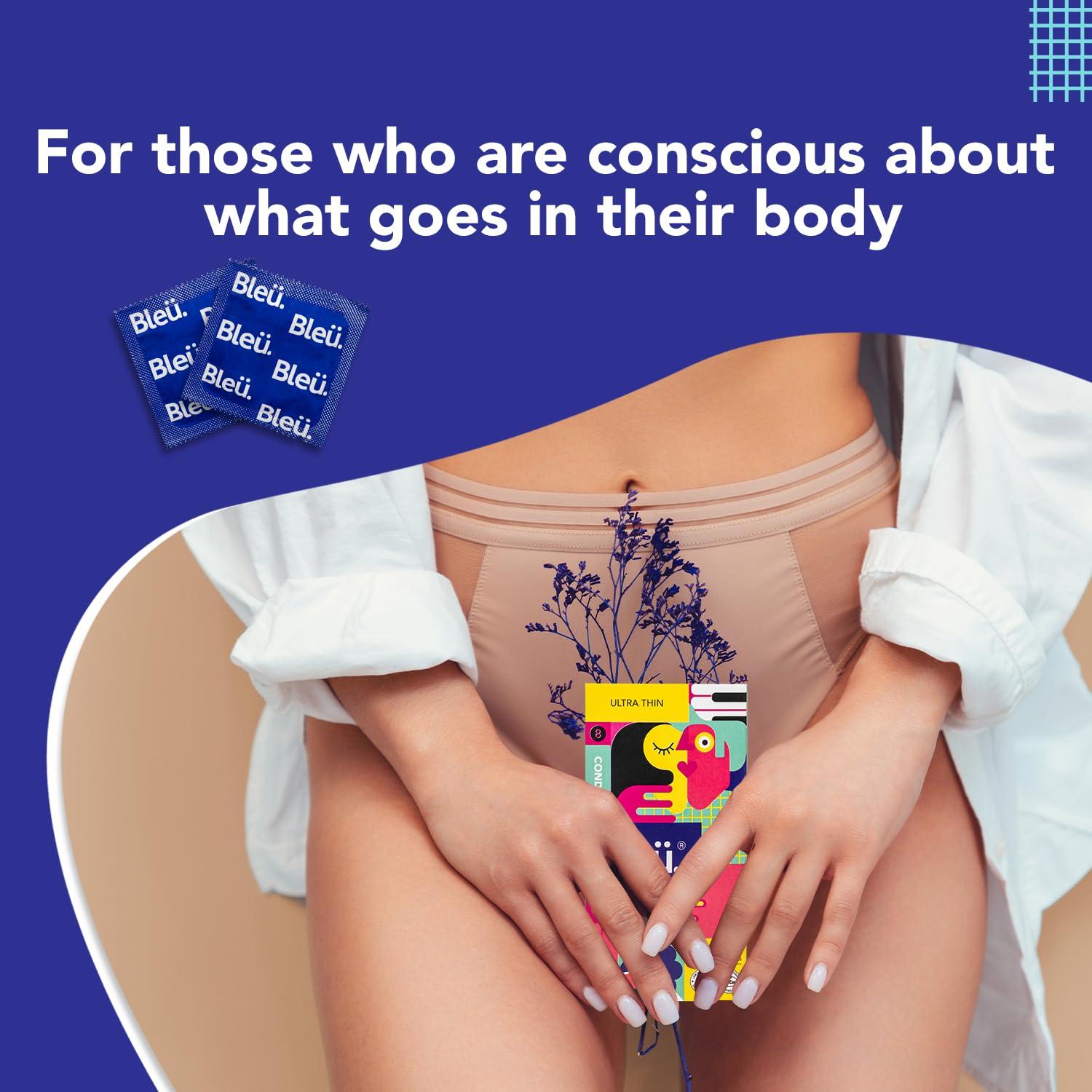 Bleu Bleu Natural Latex No Glycerin -No Paraben - Ultra Thin and Dotted Condom Combo(1 Pack each)