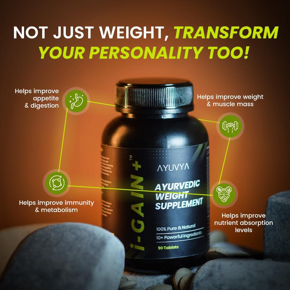 ayuvya Ayuvya i-Gain+ & Lets Gain Weight Gain Combo | Helps Improve Appetite & Digestion | Promotes Muscle Recovery & Energy Levels | For Men & Women | 100% Ayurvedic Combo | Pack of 2