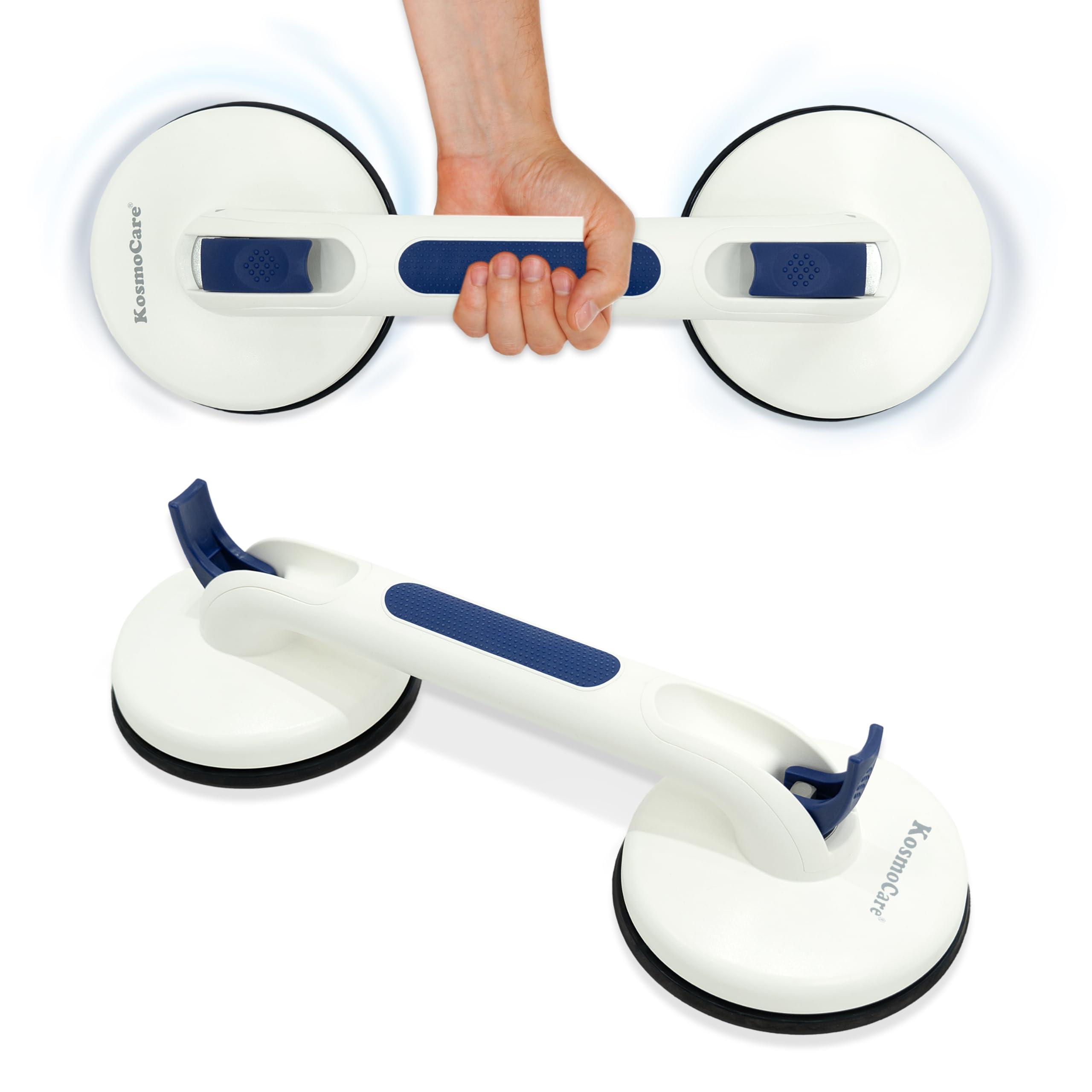 KosmoCare KosmoCare Suction Grab Bar | Tool Free Shower Handle | Portable Grab Bar | Safety Rail for Handicap Elderly Senior | No Assembly Required | Heavy Duty | 15 inch White - Crest Series