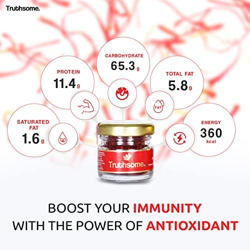 TRUTHSOME TRUTHSOME Kesar Saffron Original 1g - Grade A+++ with Power of Anti-Oxidants, Useful Saffron for Pregnant Women & Kesar Tilak for Forehead Original, Premium Original Saffron, 1g