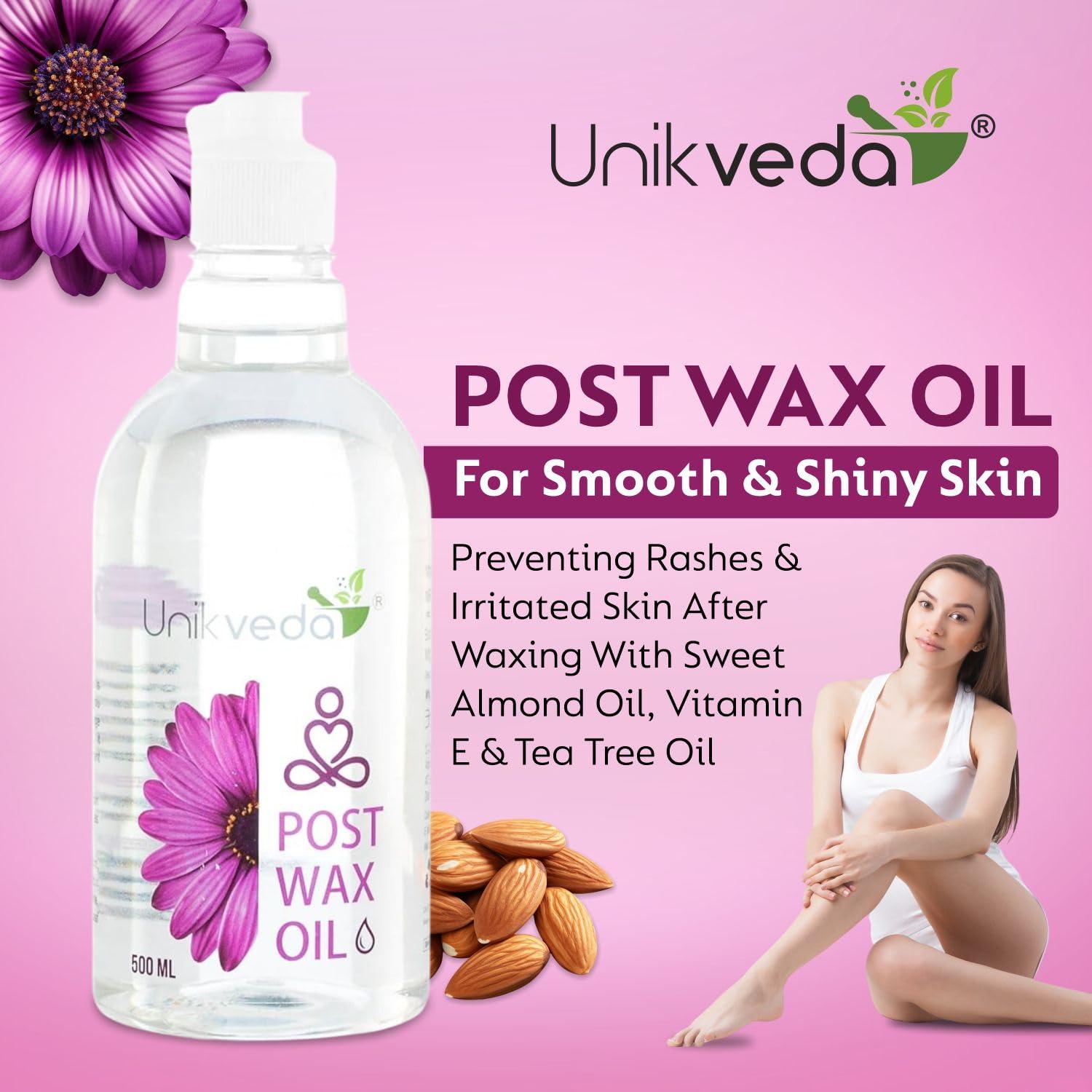 UNIKVEDA UNIKVEDA After Wax Oil For Smooth n Shiny Skin, Guarding Against Rashes n Irritated Skin After Waxing With Sweet Almond Oil, Vitamin E n Tea Tree Oil | Post Wax Oil For Women, 500ML